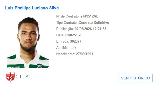 CRB contrata o centroavante Luiz Phellype, ex-Sporting, e regulariza os quatro reforços